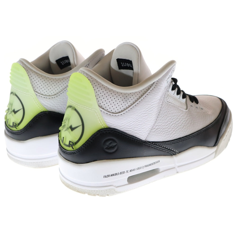 NIKE(ナイキ) ×FRAGMENT DESIGN AIR JORDAN3 RETRO SP フラグメントデザイン エアジョーダン3 ミッドカットスニーカー ホワイト/ブラック US9.5/27.5cm DA3595-100