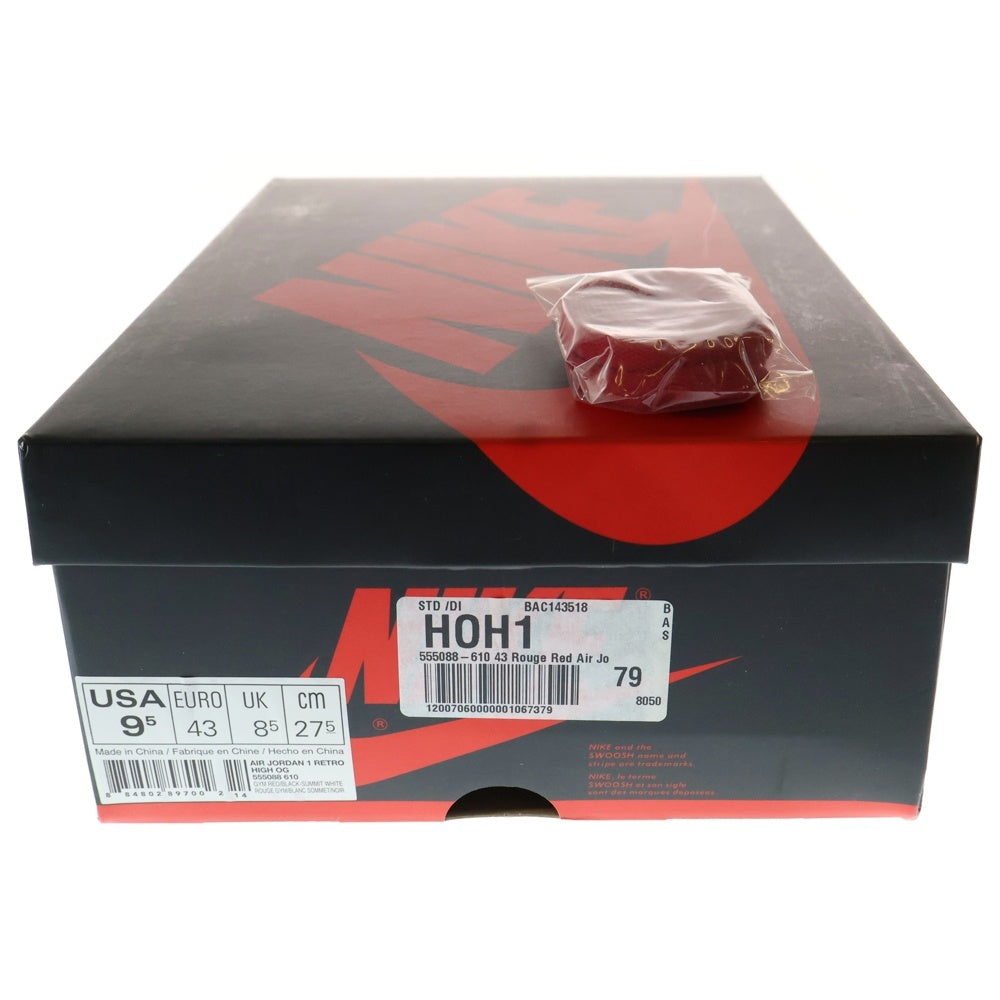NIKE(ナイキ) AIR JORDAN 1 RETRO HIGH OG BRED TOE エアジョーダン1 ブレッドトゥ ハイカットスニーカー レッド/ブラック US9.5/27.5cm 555088-610