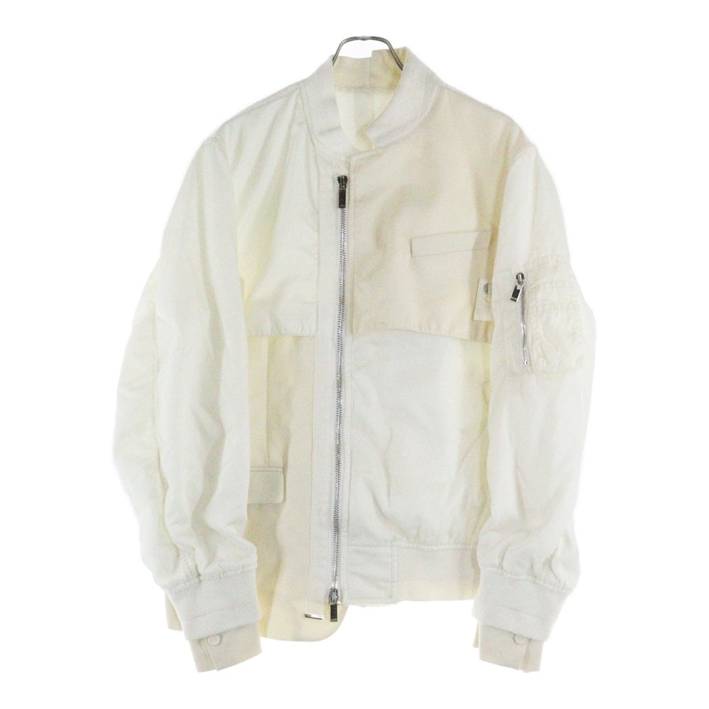 DIOR(ディオール) 21AW ×sacai Hybrid Bomber Jacket Technical Twill サカイ ハイブリッド ボンバージャケット テクニカルツイル ドッキングMA-1 ホワイト 213C443A4732