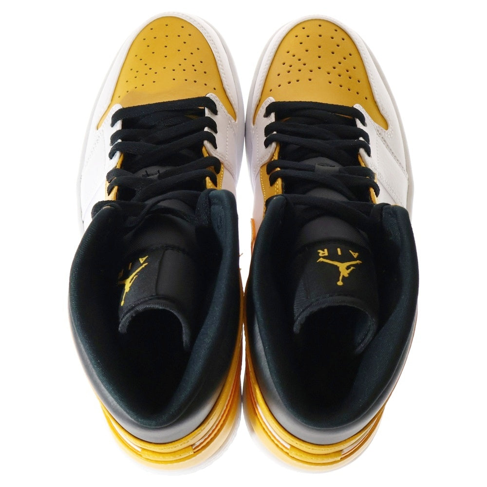 NIKE(ナイキ) AIR JORDAN 1 MID UNIVERSITY GOLD エアジョーダン1 ユニバーシティ ゴールド ミッドカットスニーカー ホワイト/イエロー US10.5/28.5cm 554724-170