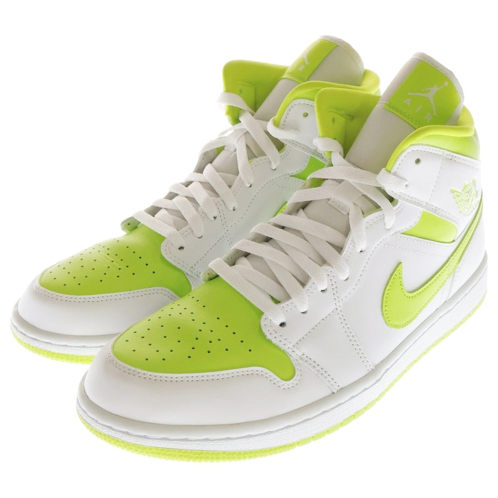 NIKE(ナイキ) WMNS AIR JORDAN 1 MID WHITE LIME ウィメンズ エアジョーダン1 ライム ハイカットスニーカー ホワイト/イエロー US12/29cm BQ6472-131