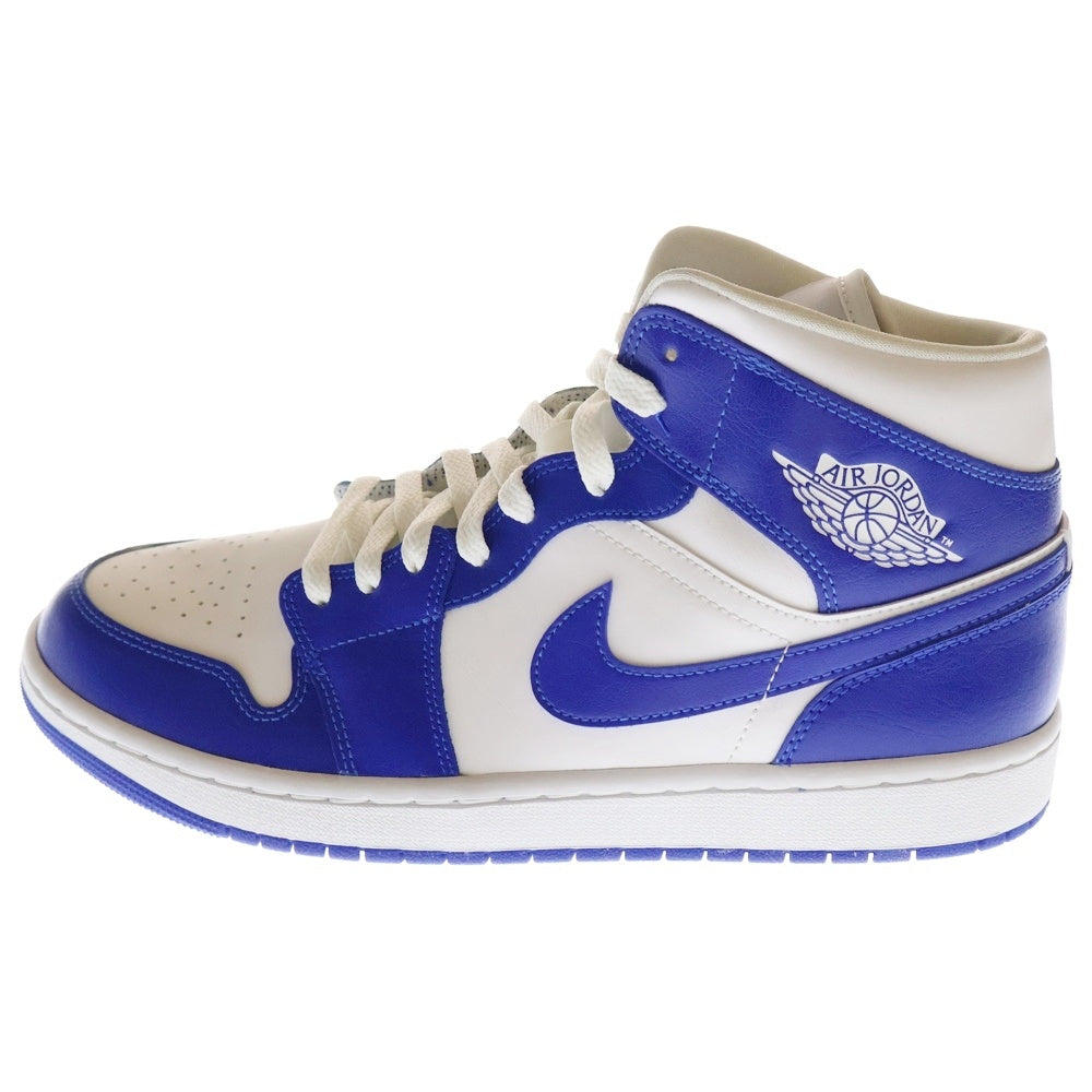 NIKE(ナイキ) WMNS AIR JORDAN 1 MID KENTUCKY BLUE ウィメンズ エアジョーダン1 ケンタッキーブルー ミッドカットスニーカー ホワイト/ブルー US12/29cm BQ6472-104