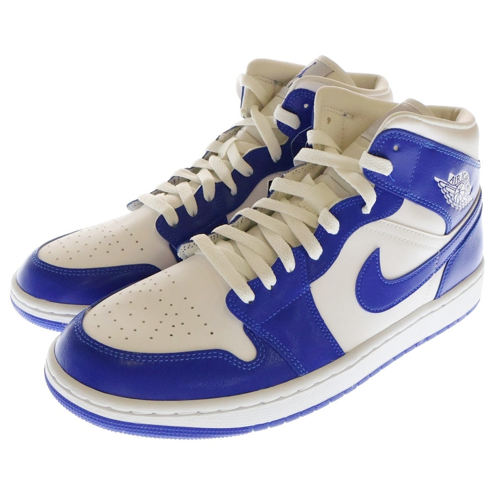 NIKE(ナイキ) WMNS AIR JORDAN 1 MID KENTUCKY BLUE ウィメンズ エアジョーダン1 ケンタッキーブルー ミッドカットスニーカー ホワイト/ブルー US12/29cm BQ6472-104