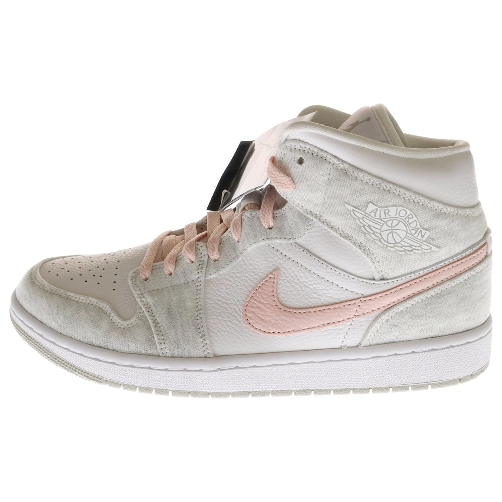 NIKE(ナイキ) WMNS AIR JORDAN 1 MID SE LIGHT IRON ORE ウィメンズ エアジョーダン1 ライト アイアン オレ ミッドカットスニーカー ホワイト/ピンク US12/29cm DN4045-001
