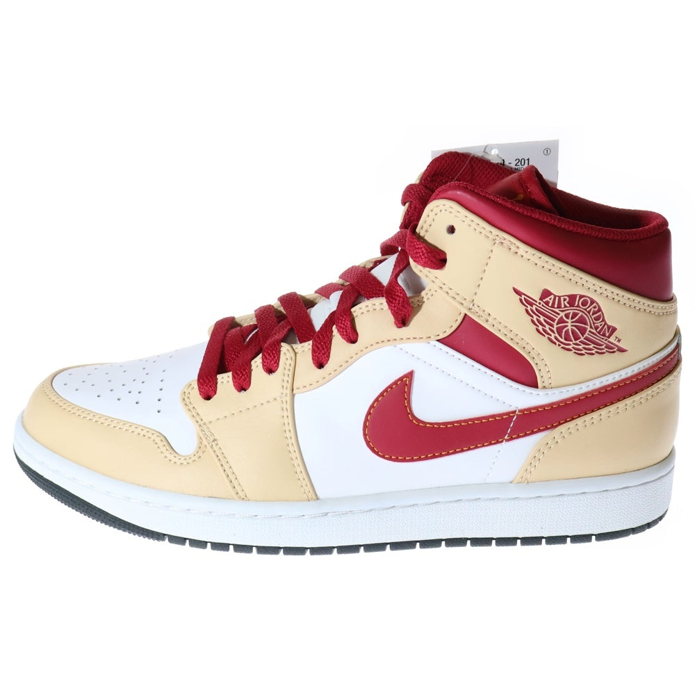 NIKE(ナイキ) AIR JORDAN 1 MID BEIGE CARDINAL RED エアジョーダン1 カーディナルレッド ミッドカットスニーカー ベージュ/レッド US10/28cm 554724-201