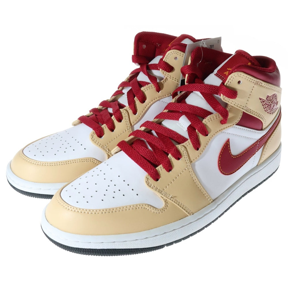 NIKE(ナイキ) AIR JORDAN 1 MID BEIGE CARDINAL RED エアジョーダン1 カーディナルレッド ミッドカットスニーカー ベージュ/レッド US10/28cm 554724-201