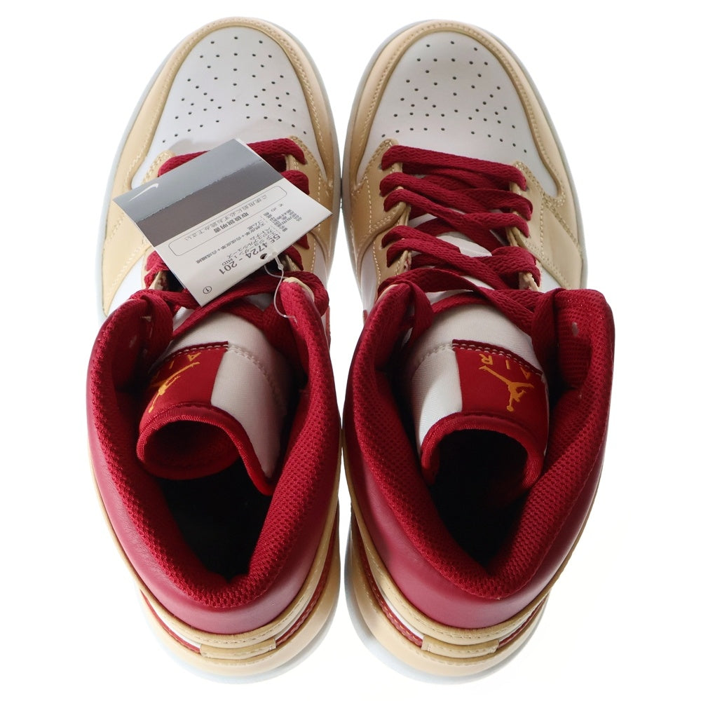 NIKE(ナイキ) AIR JORDAN 1 MID BEIGE CARDINAL RED エアジョーダン1 カーディナルレッド ミッドカットスニーカー ベージュ/レッド US10/28cm 554724-201