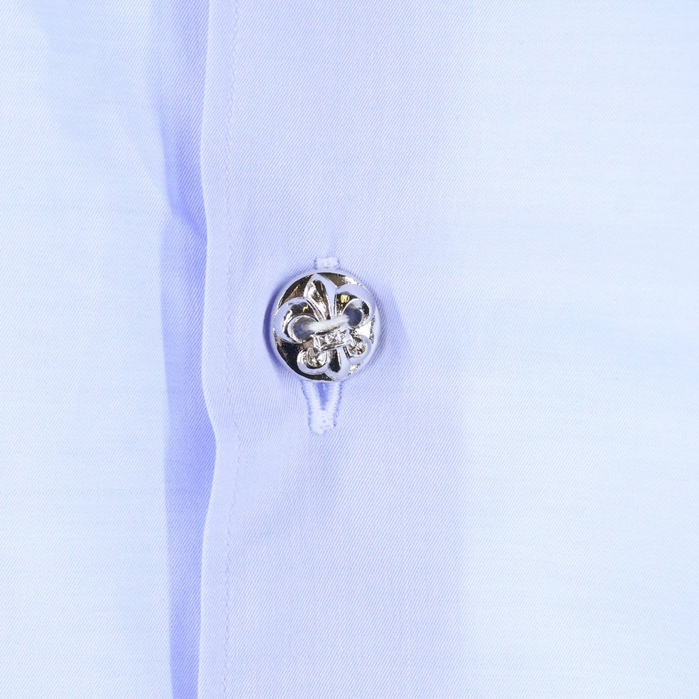 CHROME HEARTS(クロムハーツ) BS FLEUR DRESS SHIRT BSフレアボタン オーバーサイズコットン長袖シャツ ブルー