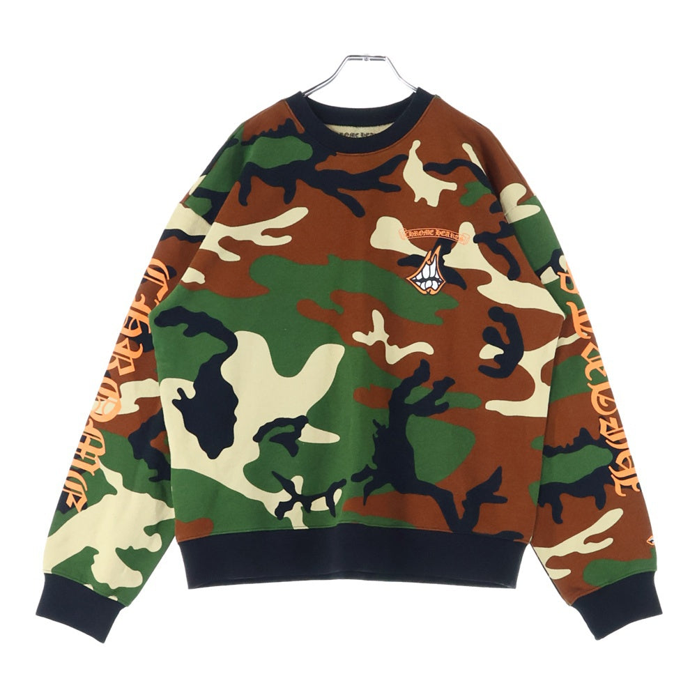 CHROME HEARTS(クロムハーツ) ×MATTY BOY PPO CAUTION CREW マッティボーイ カモフラ総柄 チョンパープリント クルーネックスウェットトレーナー カーキ