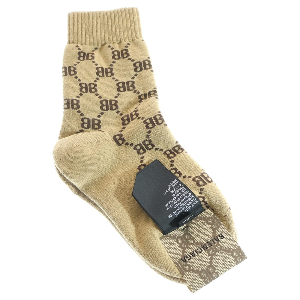 BALENCIAGA(バレンシアガ) 22AW ×GUCCI HACKER COLLECTION TENNIS SOCKS グッチ ハッカーコレクション BBモノグラム テニスソックス 靴下 ブラウン 681520
