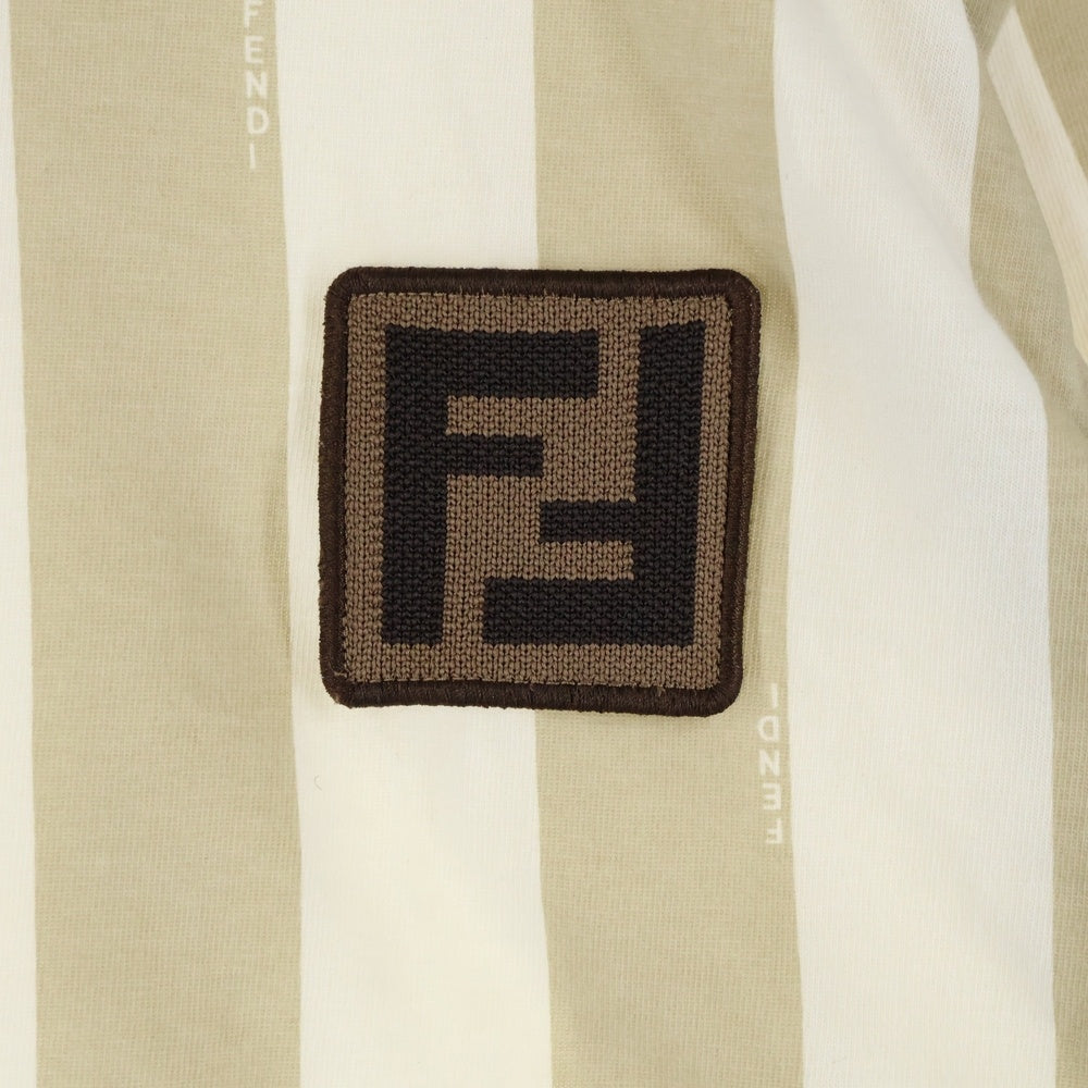 FENDI(フェンディ) 24SS ペカン ストライプ クルーネック 半袖Tシャツカットソー ブラウン/ベージュ レディース FS9662