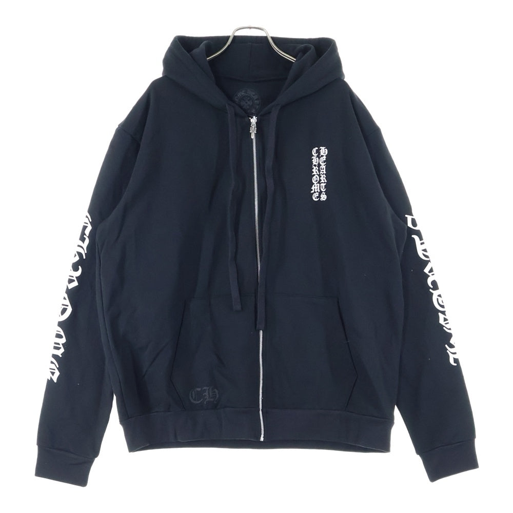 CHROME HEARTS(クロムハーツ) SWTSHRT HD ZIP アームロゴ ジップアップパーカー スウェット ブラック