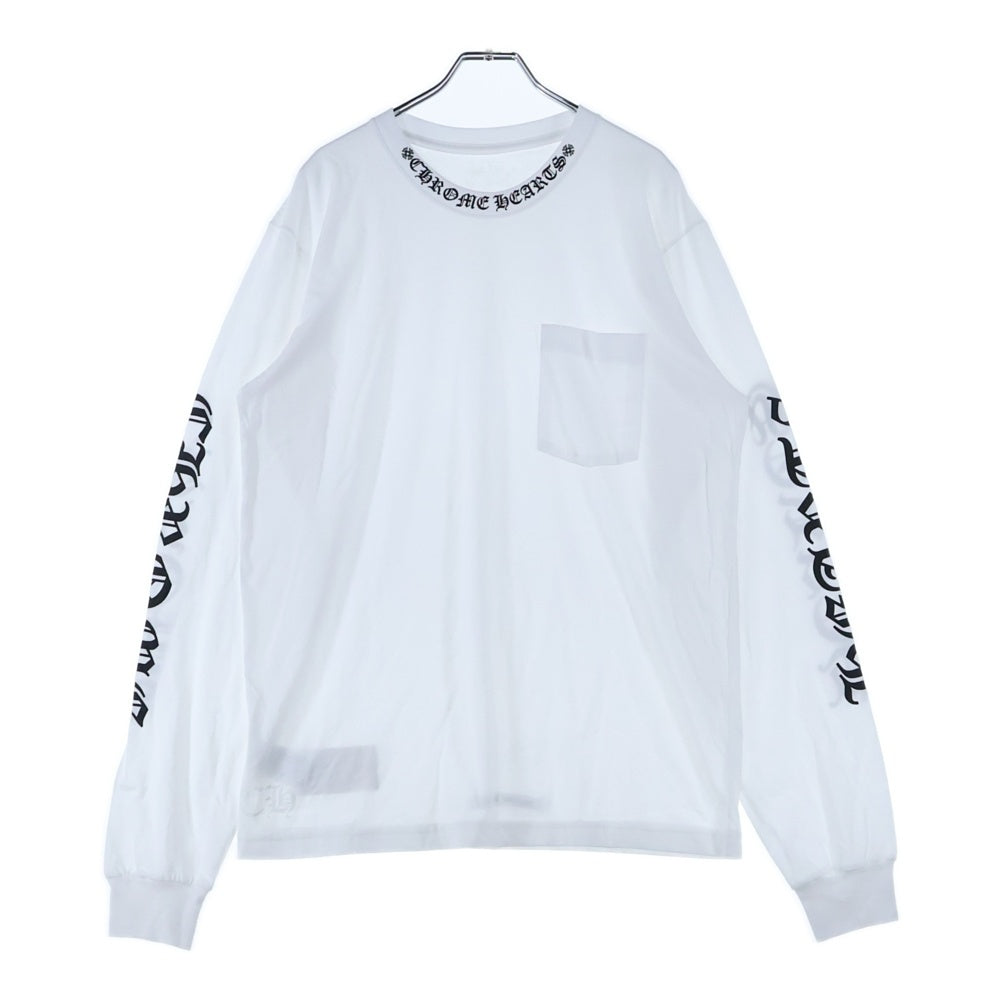 CHROME HEARTS(クロムハーツ) Neck Logo L/S Tee ネックロゴ プリント長袖Tシャツ カットソー ホワイト