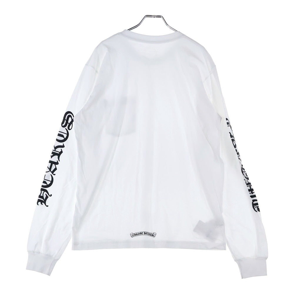 CHROME HEARTS(クロムハーツ) Neck Logo L/S Tee ネックロゴ プリント長袖Tシャツ カットソー ホワイト