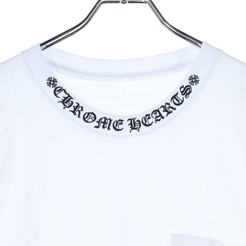 CHROME HEARTS(クロムハーツ) Neck Logo L/S Tee ネックロゴ プリント長袖Tシャツ カットソー ホワイト