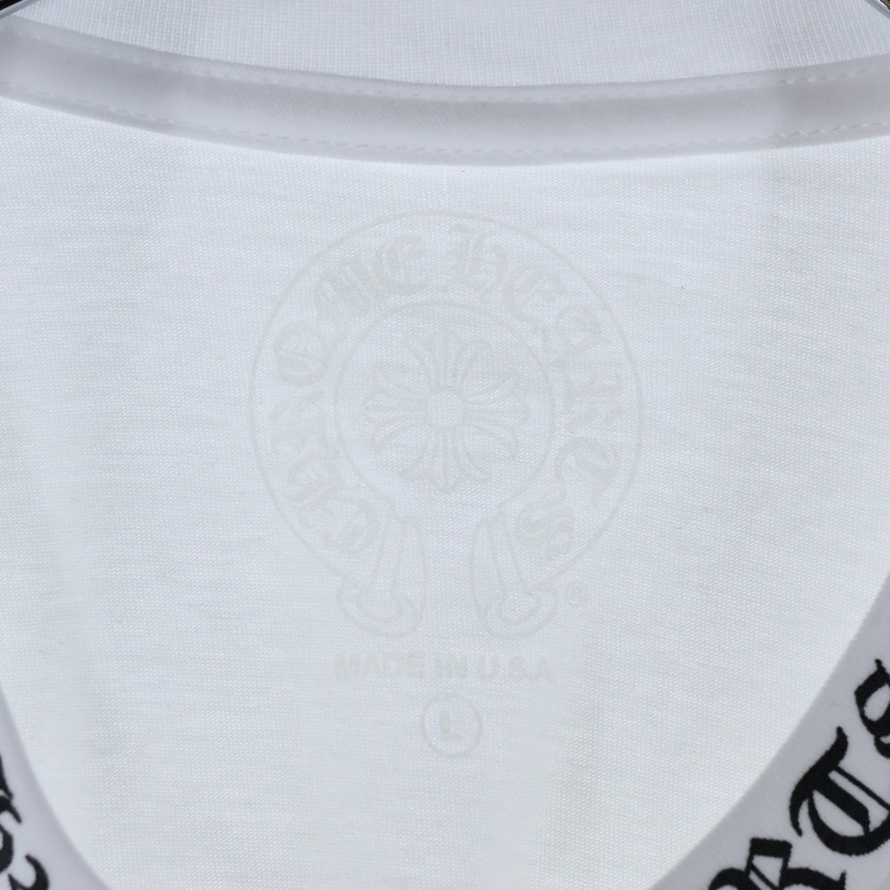 CHROME HEARTS(クロムハーツ) Neck Logo L/S Tee ネックロゴ プリント長袖Tシャツ カットソー ホワイト