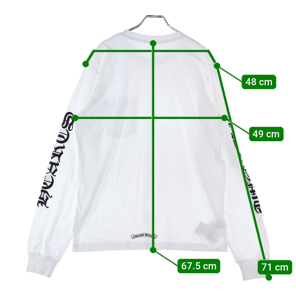 CHROME HEARTS(クロムハーツ) Neck Logo L/S Tee ネックロゴ プリント長袖Tシャツ カットソー ホワイト