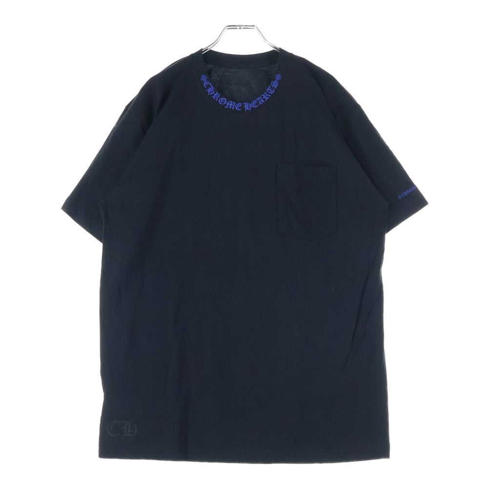 CHROME HEARTS(クロムハーツ) NECK LOGO TEE ネックロゴプリント クルーネック 半袖Tシャツ カットソー ブラック