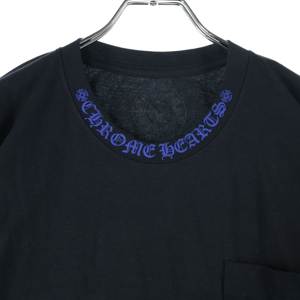 CHROME HEARTS(クロムハーツ) NECK LOGO TEE ネックロゴプリント クルーネック 半袖Tシャツ カットソー ブラック