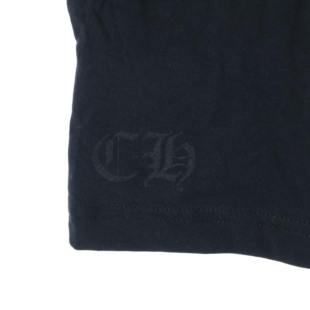 CHROME HEARTS(クロムハーツ) NECK LOGO TEE ネックロゴプリント クルーネック 半袖Tシャツ カットソー ブラック