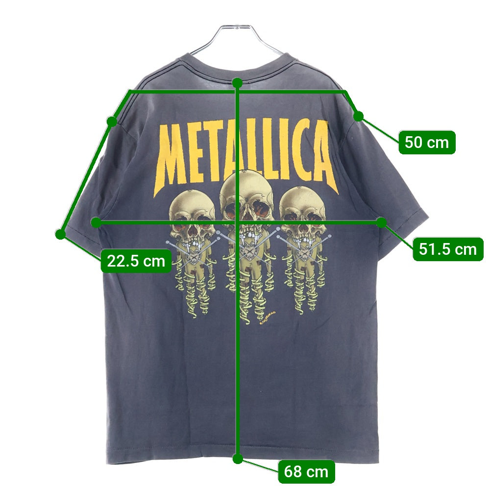 VINTAGE(ヴィンテージ) 90S VINTAGE METALLICA PUSHEAD FIXXXER ヴィンテージ メタリカ パスヘッド フィクサー 両面プリント クルーネック半袖Tシャツ カットソー チャコールグレー