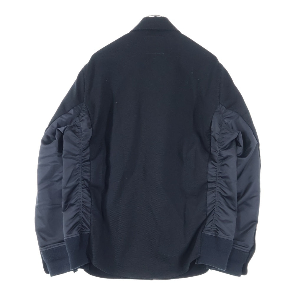 Sacai(サカイ) 20AW コントラストディティール ナイロン切替 ドッキングシャツ ブラック 20-02435M