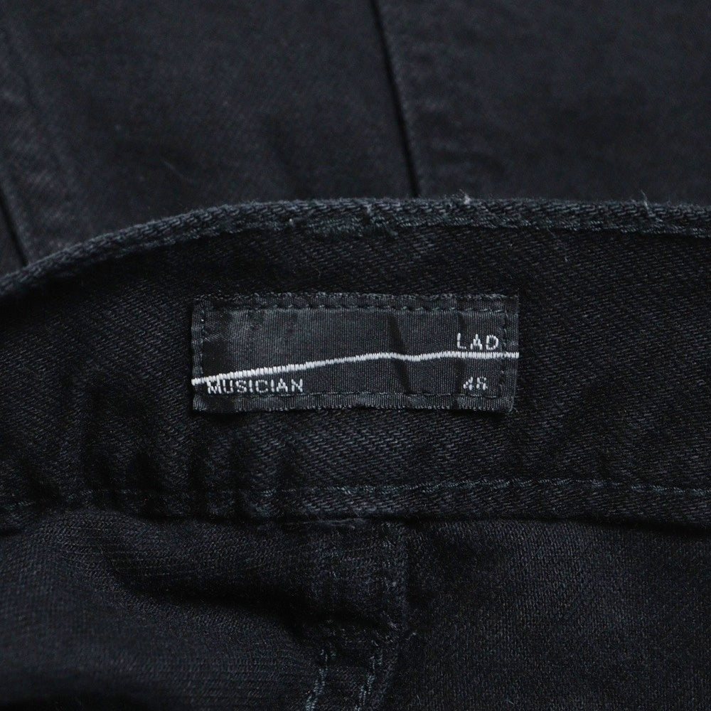 LAD MUSICIAN(ラッドミュージシャン) 1TUCK TAPERED WIDE PANTS 1タック デニム テーパード ワイドパンツ ブラック 2223-653
