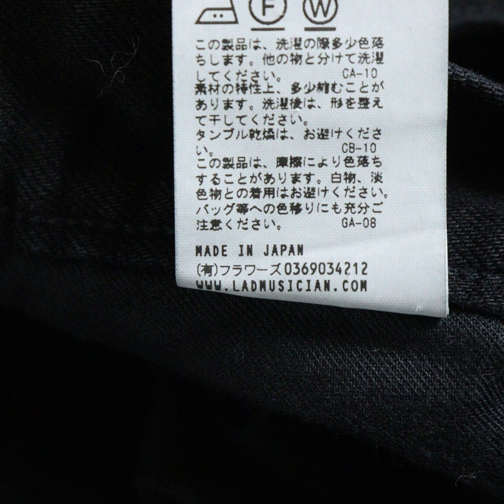 LAD MUSICIAN(ラッドミュージシャン) 1TUCK TAPERED WIDE PANTS 1タック デニム テーパード ワイドパンツ ブラック 2223-653