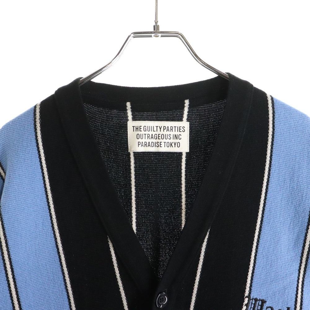 WACKO MARIA(ワコマリア) 23SS STRIPED CARDIGAN ストライプ ジャガード ニット カーディガン ブラック/ブルー 23SS-WMK-KN12