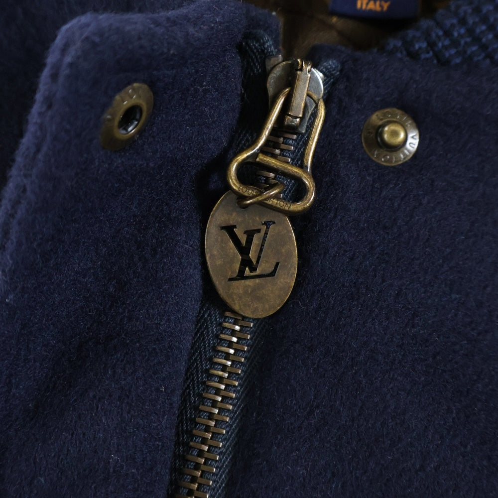 LOUIS VUITTON(ルイヴィトン) 23SS 裏地モノグラム カシミヤ ダブルフェイス ジップアップ ボンバージャケット ブルゾン ネイビー レディース RW231W QRA FOJA11