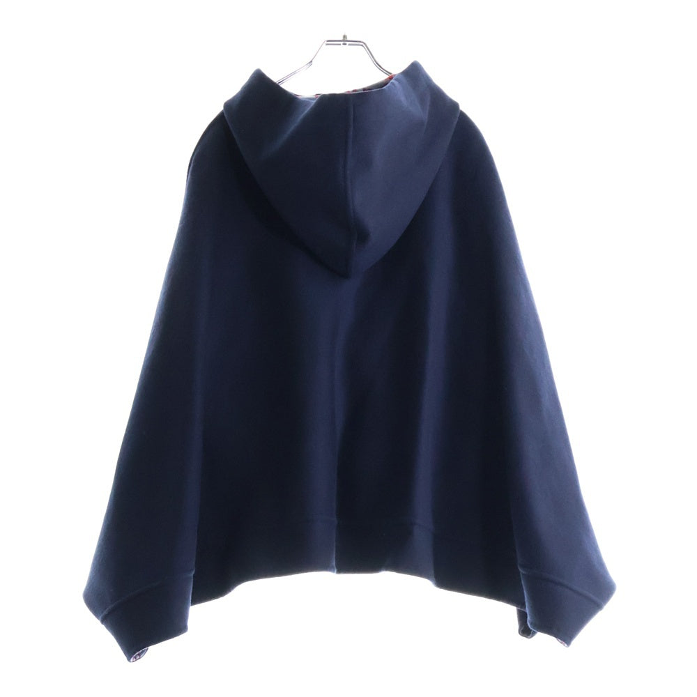 LOUIS VUITTON(ルイヴィトン) 23AW 裏地モノグラム ウール フーデッド ジップアップ ケープ ポンチョ コート ネイビー レディース RW232W AIG FPCO35