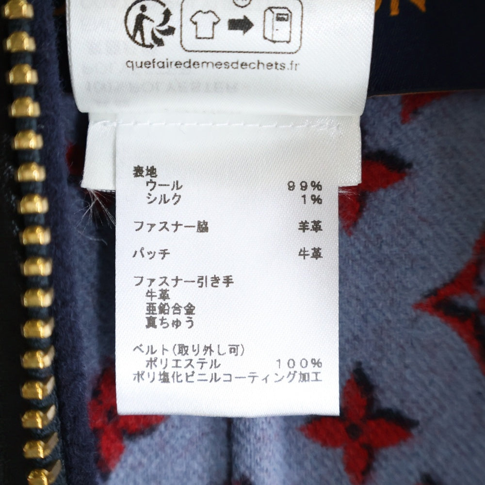 LOUIS VUITTON(ルイヴィトン) 23AW 裏地モノグラム ウール フーデッド ジップアップ ケープ ポンチョ コート ネイビー レディース RW232W AIG FPCO35