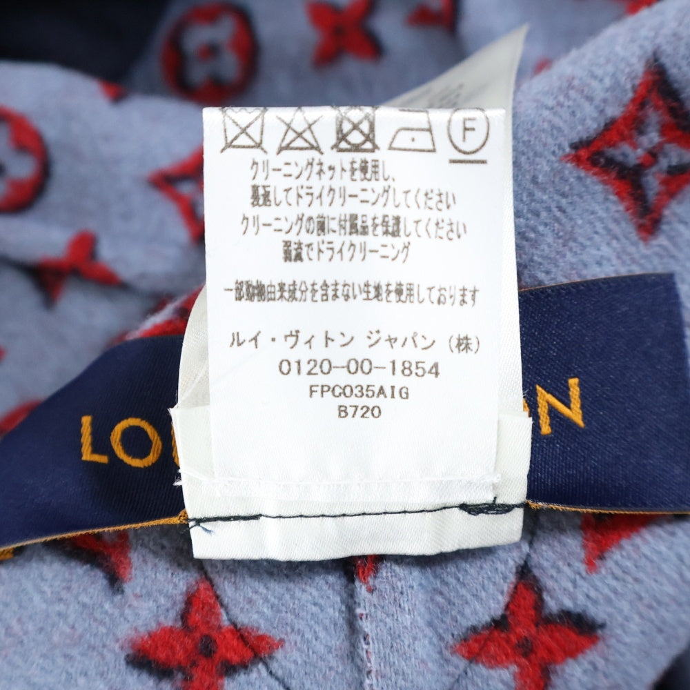 LOUIS VUITTON(ルイヴィトン) 23AW 裏地モノグラム ウール フーデッド ジップアップ ケープ ポンチョ コート ネイビー レディース RW232W AIG FPCO35