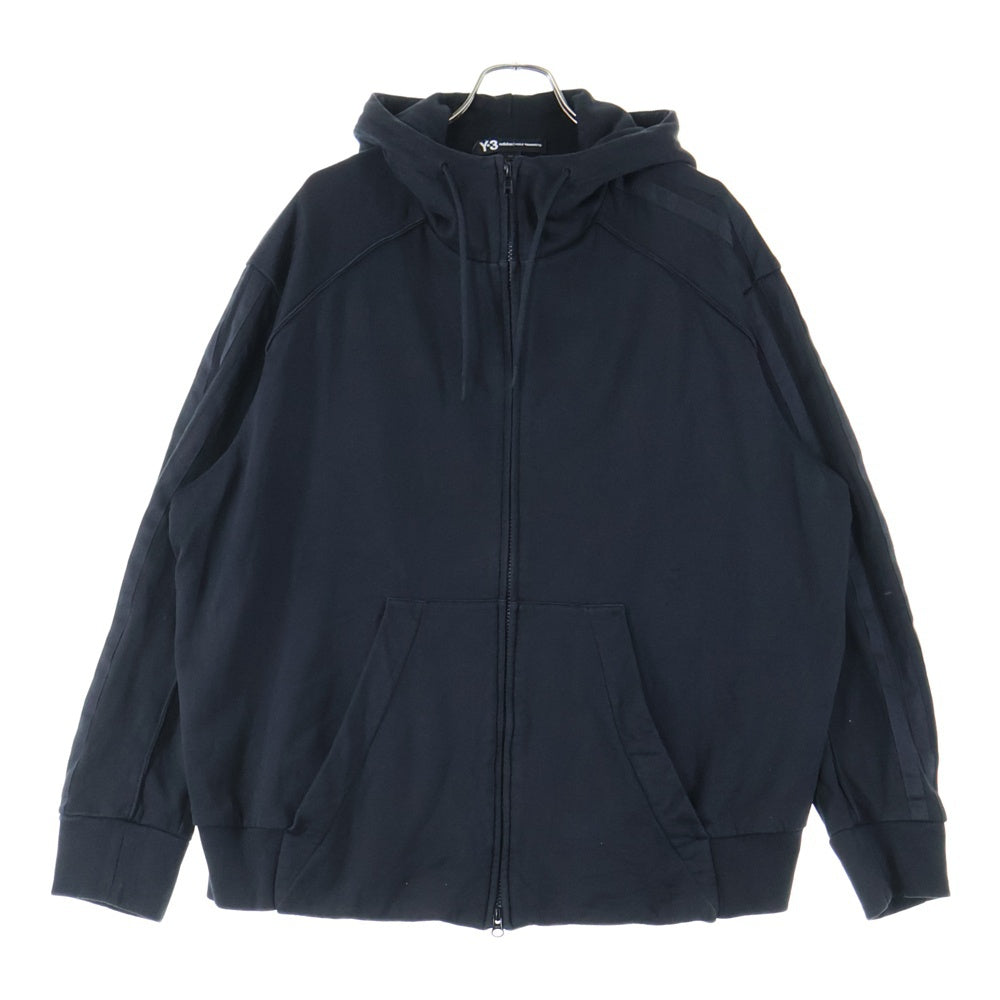 Y-3(ワイスリー) 19SS SKULL HOODIE バックスカルエンブロイダリー サイドライン ジップアップ フーディ ブラック DZ4564
