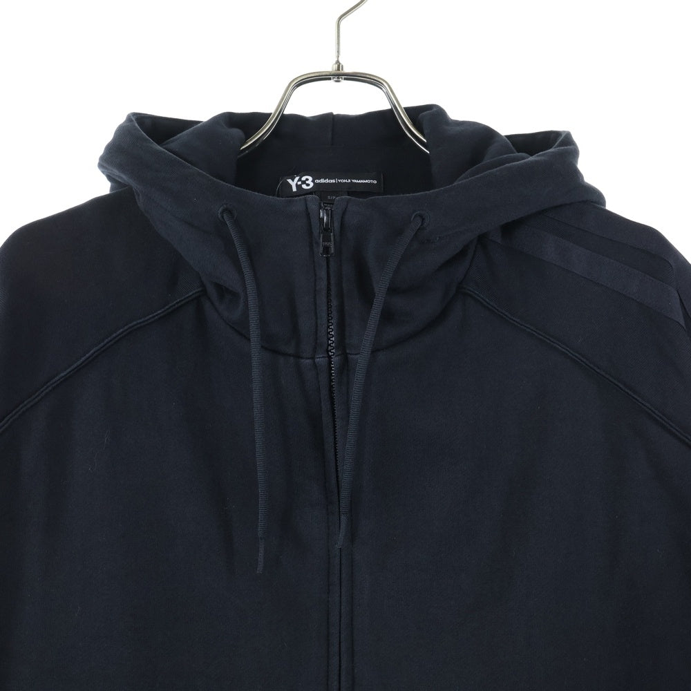 Y-3(ワイスリー) 19SS SKULL HOODIE バックスカルエンブロイダリー サイドライン ジップアップ フーディ ブラック DZ4564