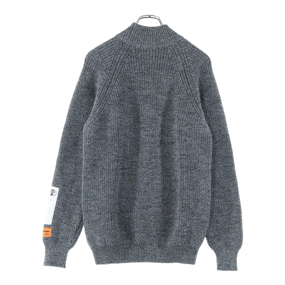 HERON PRESTON(ヘロンプレストン) 20AW リブエンブロイダリー モックネック ニットセーター グレー HMHF001F20KNI001