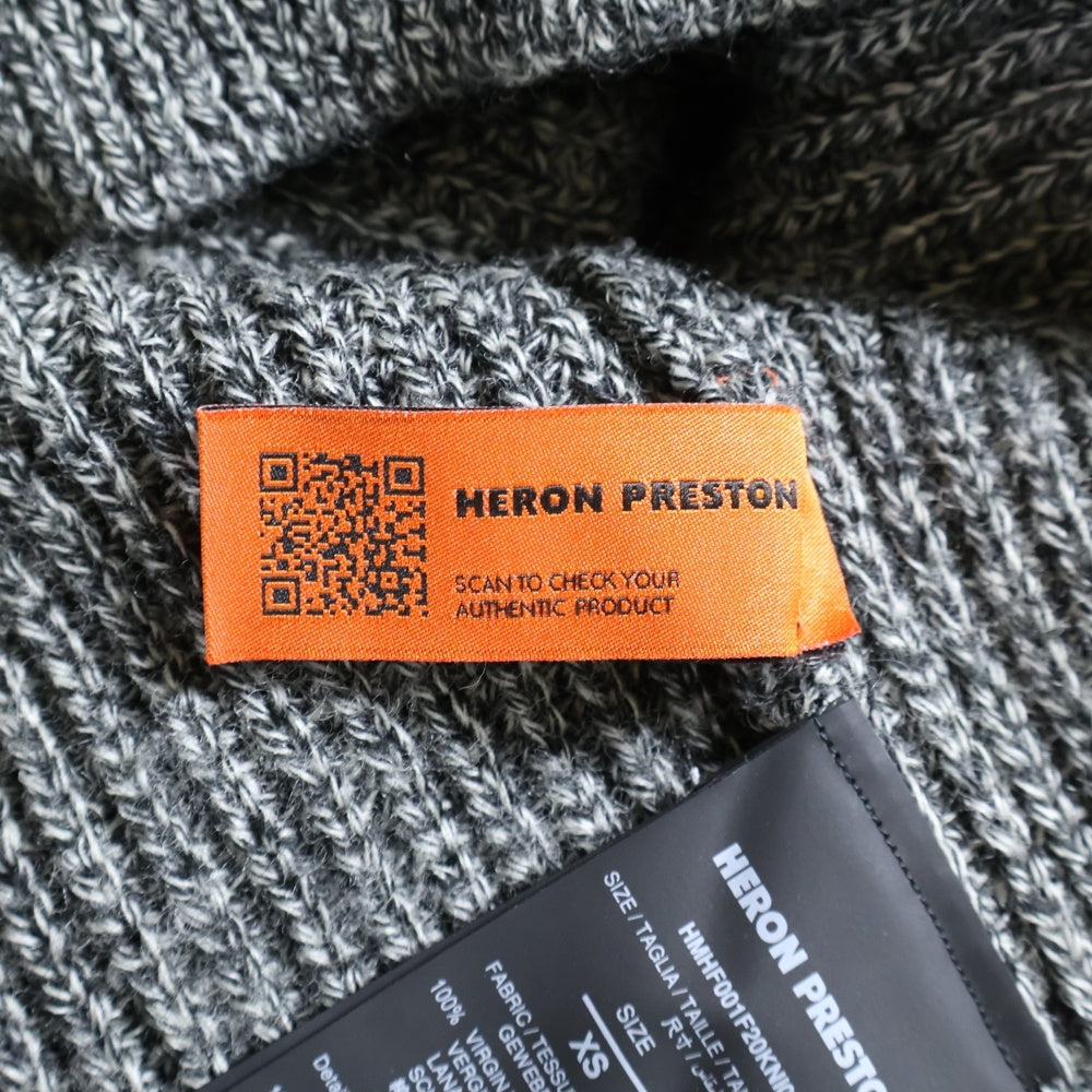 HERON PRESTON(ヘロンプレストン) 20AW リブエンブロイダリー モックネック ニットセーター グレー HMHF001F20KNI001