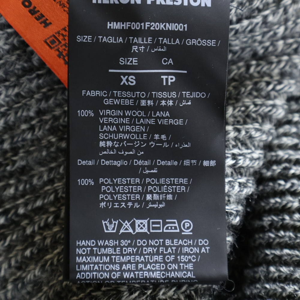 HERON PRESTON(ヘロンプレストン) 20AW リブエンブロイダリー モックネック ニットセーター グレー HMHF001F20KNI001