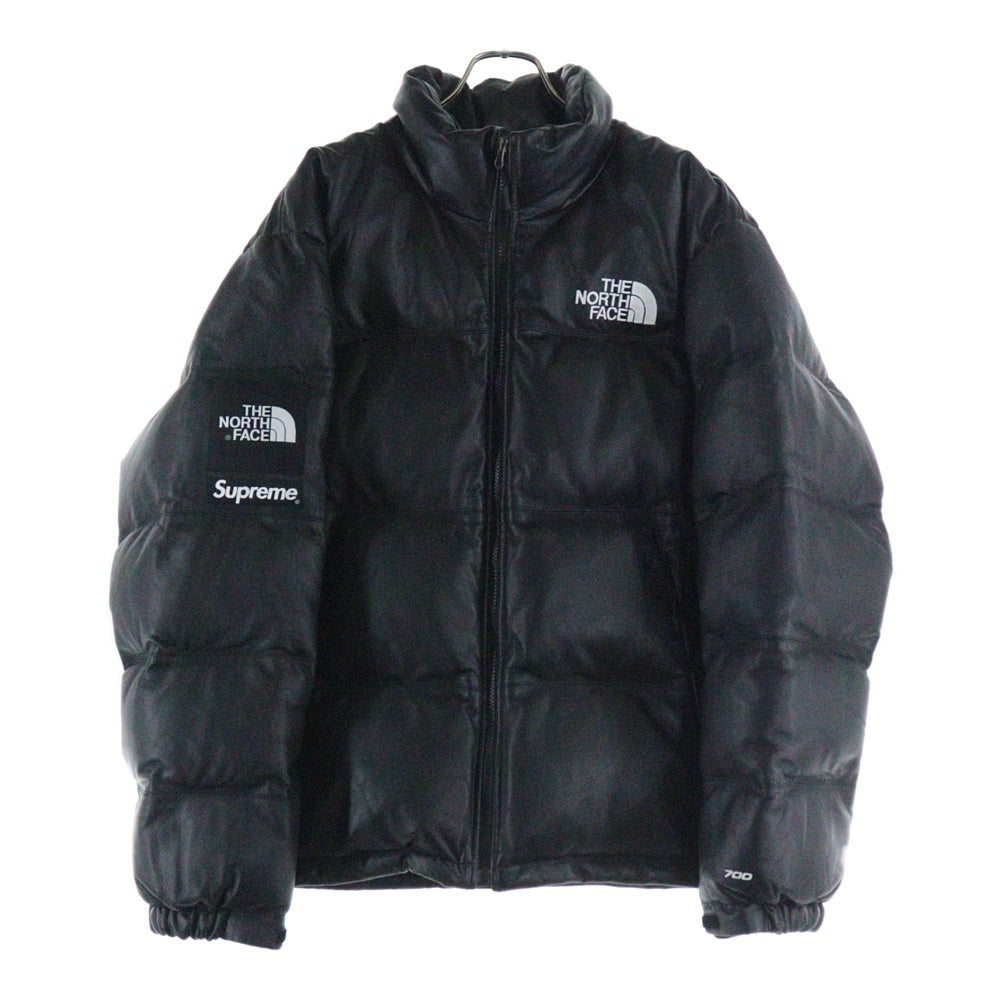 SUPREME(シュプリーム) 17AW ×THE NORTH FACE Leather Nuptse Jacket ザノースフェイス レザー ヌプシ ダウンジャケット ブラック ND91702I