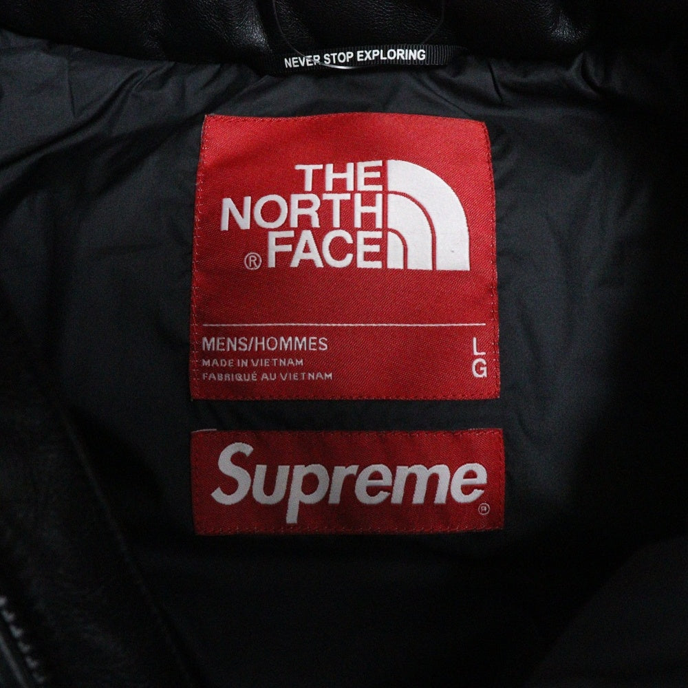 SUPREME(シュプリーム) 17AW ×THE NORTH FACE Leather Nuptse Jacket ザノースフェイス レザー ヌプシ ダウンジャケット ブラック ND91702I