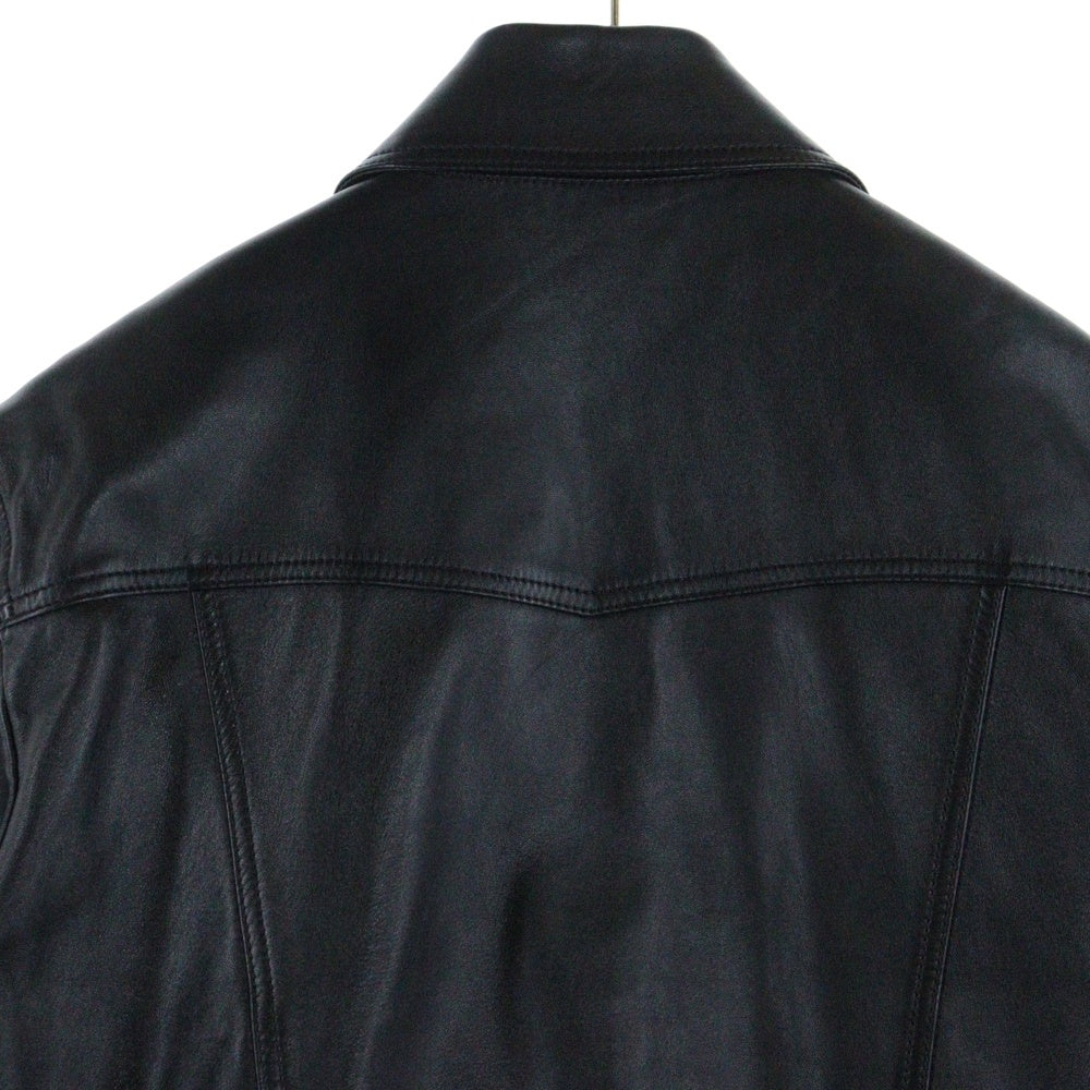 SAINT LAURENT PARIS(サンローランパリ) 21SS スムースレザー デニムスタイル ボタンジャケット ブラック 529949 YC2OC