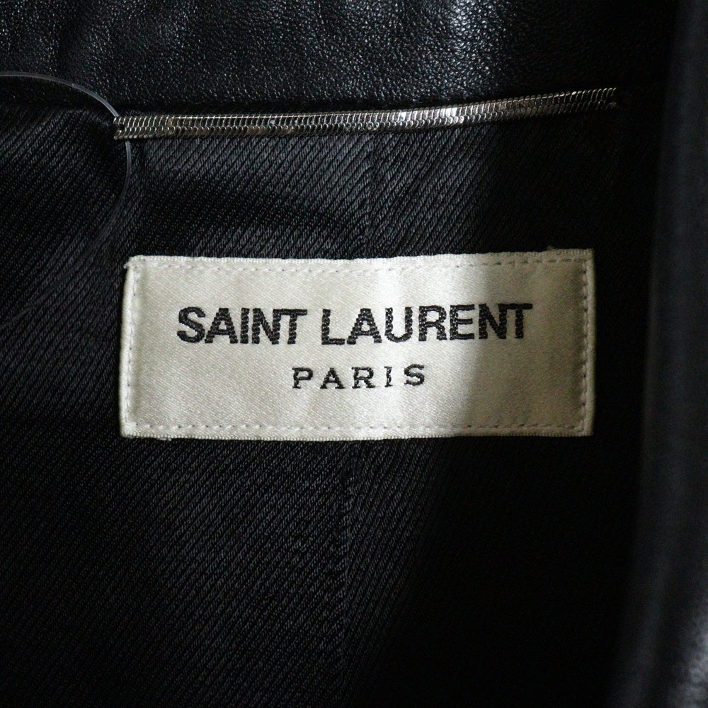 SAINT LAURENT PARIS(サンローランパリ) 21SS スムースレザー デニムスタイル ボタンジャケット ブラック 529949 YC2OC