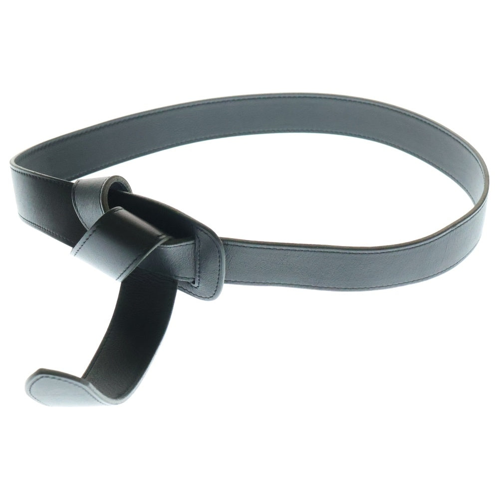HERMES(エルメス) □K刻印 Black leather knot waist belt ノットウエスト レザー ベルト レディース ブラック