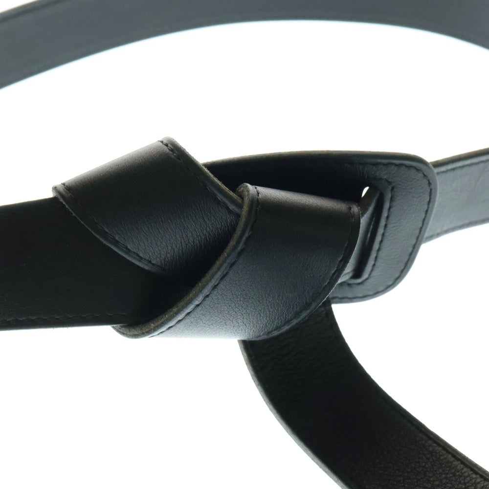 HERMES(エルメス) □K刻印 Black leather knot waist belt ノットウエスト レザー ベルト レディース ブラック