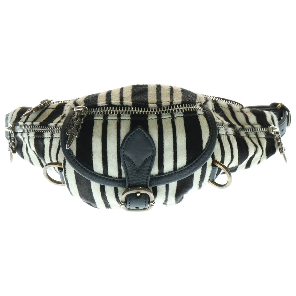 CHROME HEARTS(クロムハーツ) SNAT PACK mini スナットパックミニ ダガージップ ガンスリンガーベルト ハラコ ウエストバッグ ボディバッグ ホワイト/ブラック