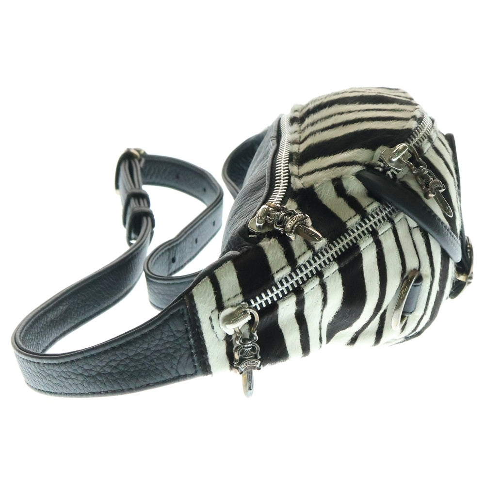 CHROME HEARTS(クロムハーツ) SNAT PACK mini スナットパックミニ ダガージップ ガンスリンガーベルト ハラコ ウエストバッグ ボディバッグ ホワイト/ブラック