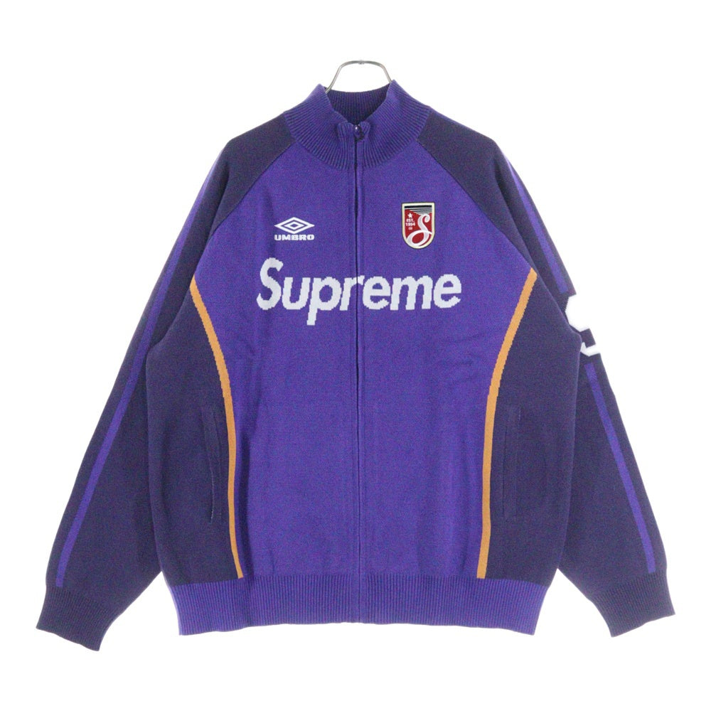 SUPREME(シュプリーム) 25SS ×Umbro Zip Up Sweater アンブロ ロゴ刺繍 コットン ジップアップ ニット セーター パープル