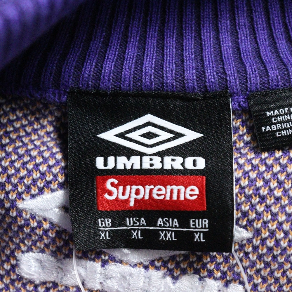 SUPREME(シュプリーム) 25SS ×Umbro Zip Up Sweater アンブロ ロゴ刺繍 コットン ジップアップ ニット セーター パープル
