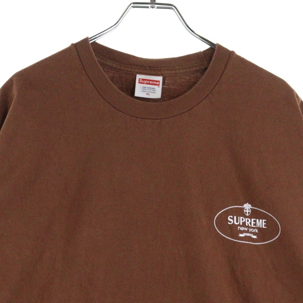 SUPREME(シュプリーム) 24AW Crest Tee クレスト ロゴプリント クルーネック半袖Tシャツ カットソー ブラウン