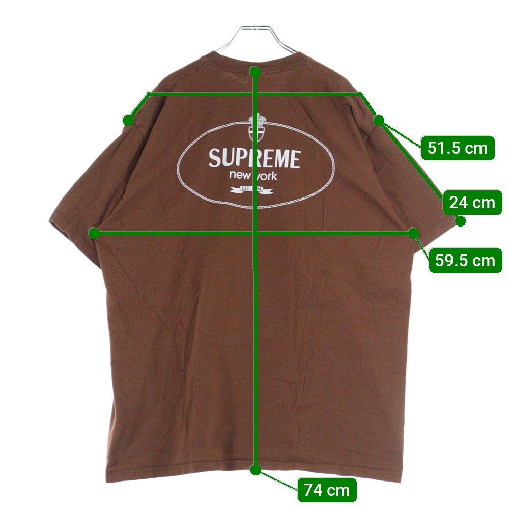 SUPREME(シュプリーム) 24AW Crest Tee クレスト ロゴプリント クルーネック半袖Tシャツ カットソー ブラウン